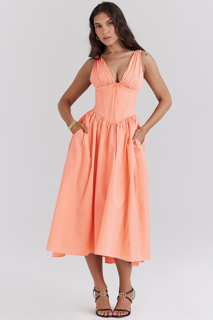 Floral Corset Sundress | Fit & Flare Silhouette with Sweetheart Neckline | Summer Garden Dress