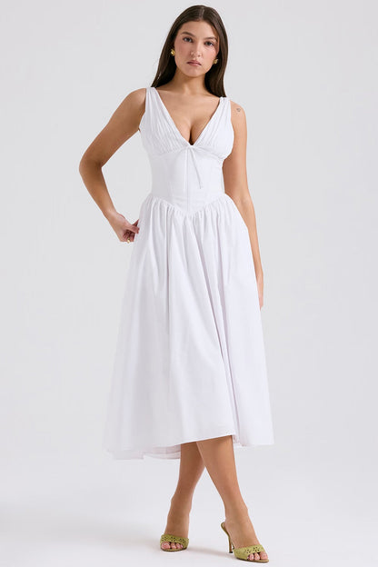 Floral Corset Sundress | Fit & Flare Silhouette with Sweetheart Neckline | Summer Garden Dress