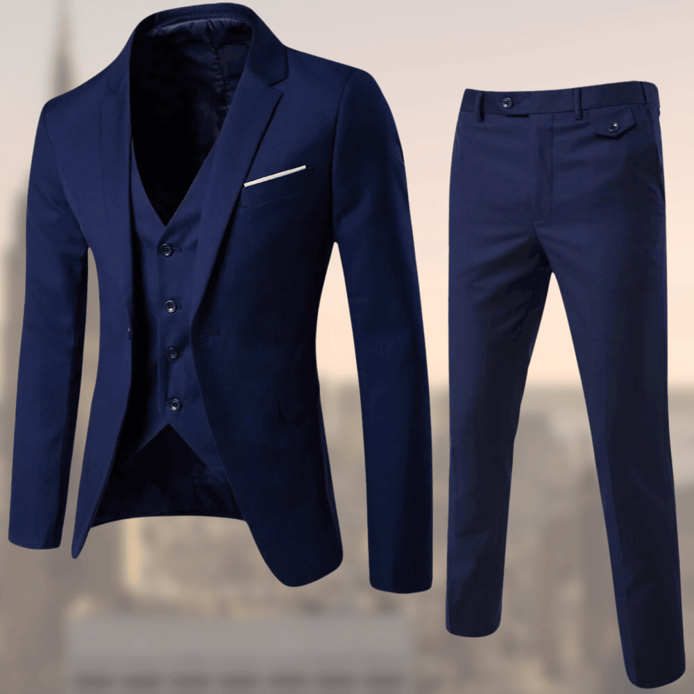 Men's 3-Piece Slim Fit Suit | Formal Blazer, Vest & Trousers | Modern Wedding or Workwear