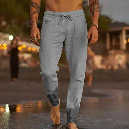 Men’s Lightweight Beach Joggers | Drawstring Linen-Blend Pants | Relaxed Summer Fit