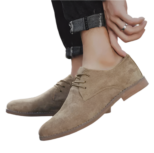 Men’s Suede Oxford Shoes | Lace-Up Dress Casual | Lightweight Rubber Sole
