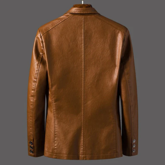 Men’s Faux Leather Blazer | Casual Tailored Look | Lightweight Vegan Outerwear