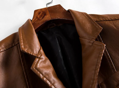 Men’s Faux Leather Blazer | Casual Tailored Look | Lightweight Vegan Outerwear