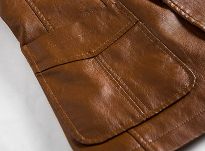 Men’s Faux Leather Blazer | Casual Tailored Look | Lightweight Vegan Outerwear