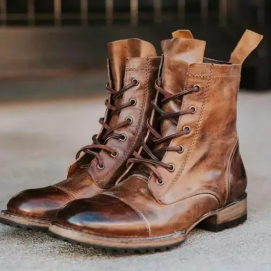 Leather Lace-Up Ankle Boots | Classic Workwear Style | Durable Outsole