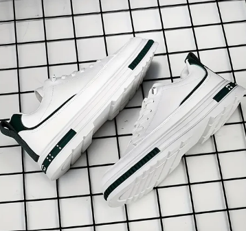 Men’s White Sneakers | Leather Trim Casual Trainers