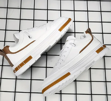 Men’s White Sneakers | Leather Trim Casual Trainers