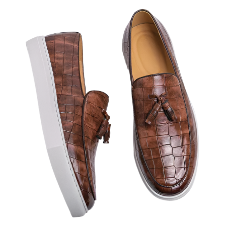 Men’s Croc-Embossed Loafers | Slip-On Tassel Dress Sneakers | Smart-Casual Shoes Canada