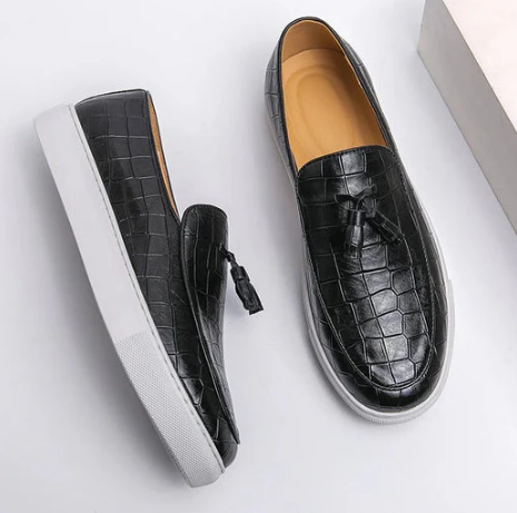 Men’s Croc-Embossed Loafers | Slip-On Tassel Dress Sneakers | Smart-Casual Shoes Canada