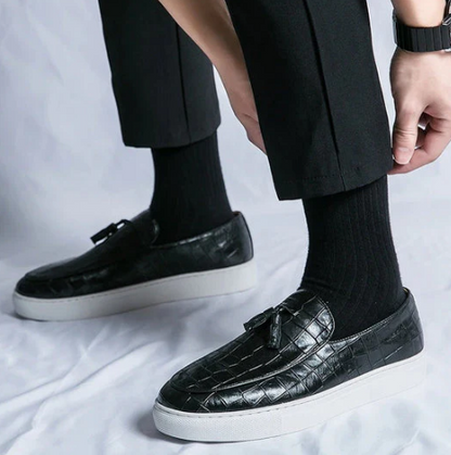 Men’s Croc-Embossed Loafers | Slip-On Tassel Dress Sneakers | Smart-Casual Shoes Canada