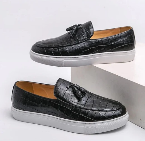 Men’s Croc-Embossed Loafers | Slip-On Tassel Dress Sneakers | Smart-Casual Shoes Canada