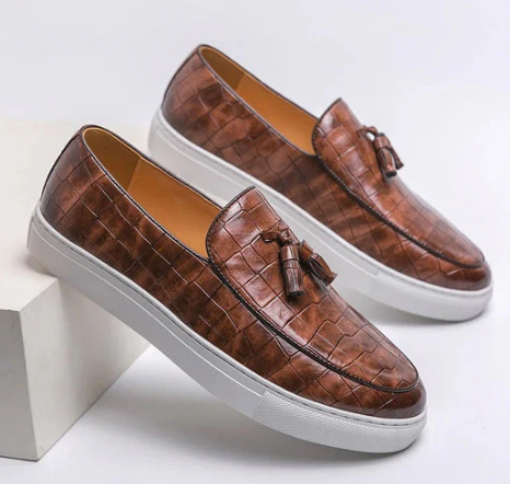 Men’s Croc-Embossed Loafers | Slip-On Tassel Dress Sneakers | Smart-Casual Shoes Canada