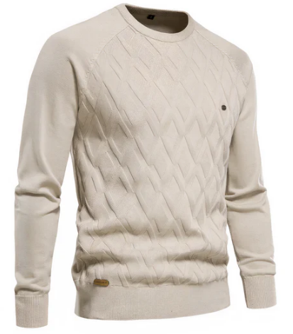 Men’s Cable Knit Sweater | Classic Crewneck | Warm Winter Layer