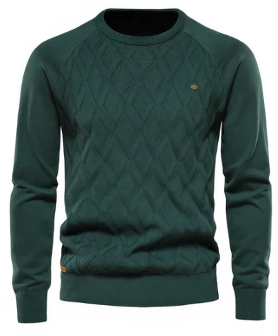 Men’s Cable Knit Sweater | Classic Crewneck | Warm Winter Layer