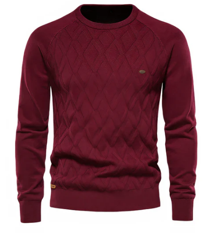 Men’s Cable Knit Sweater | Classic Crewneck | Warm Winter Layer