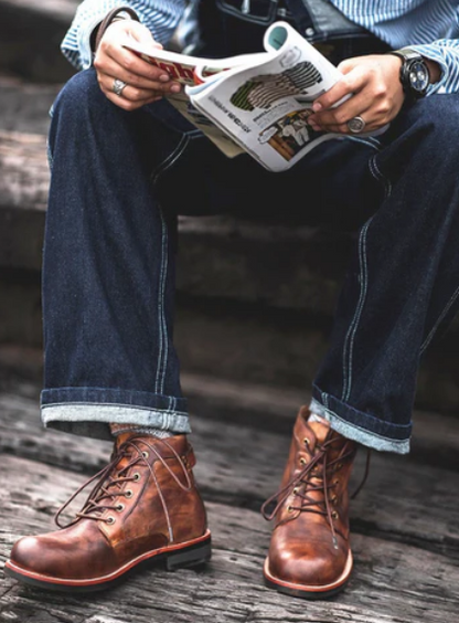 Men’s Leather Lace-Up Boots | Durable Workwear Style | Everyday Casual Canada