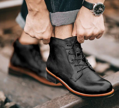Men’s Leather Lace-Up Boots | Durable Workwear Style | Everyday Casual Canada