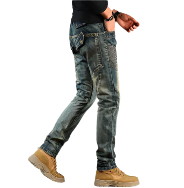 Men’s Slim Fit Distressed Jeans | Faded Wash Denim | Streetwear-Inspired Style