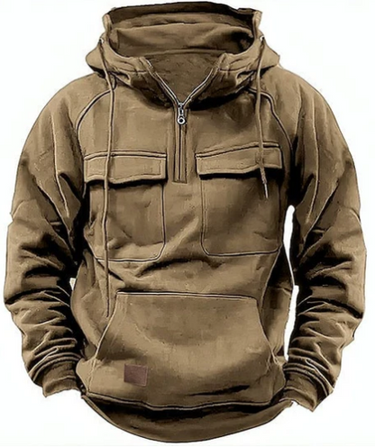 Men’s Tactical Pullover Hoodie | Utility Chest Pockets | Fleece-Lined Streetwear