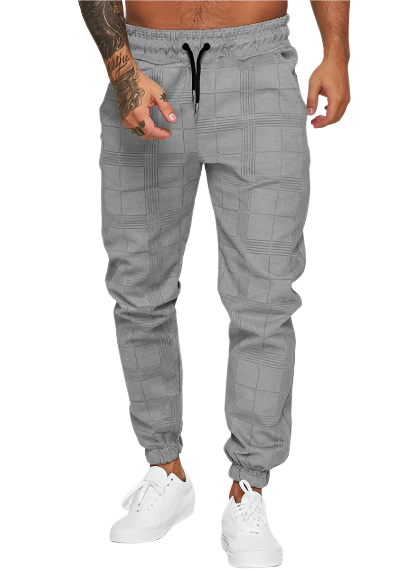 Men’s Plaid Jogger Pants | Drawstring Waist | Slim Fit Tapered Trousers