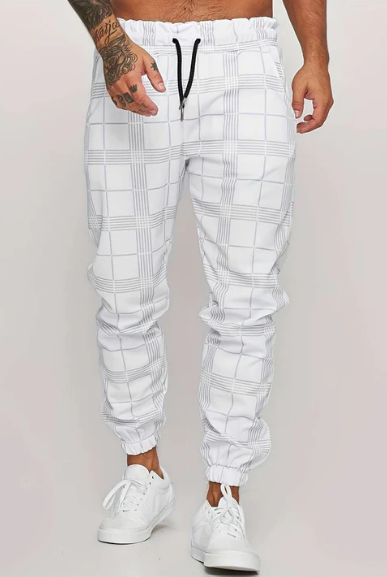 Men’s Plaid Jogger Pants | Drawstring Waist | Slim Fit Tapered Trousers