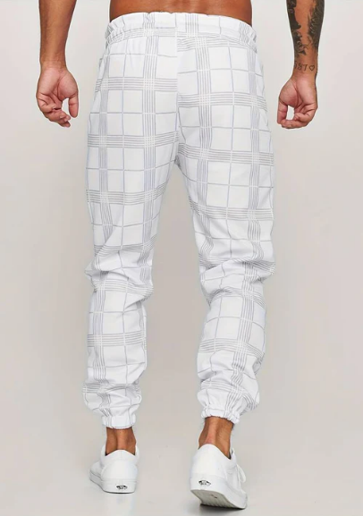 Men’s Plaid Jogger Pants | Drawstring Waist | Slim Fit Tapered Trousers