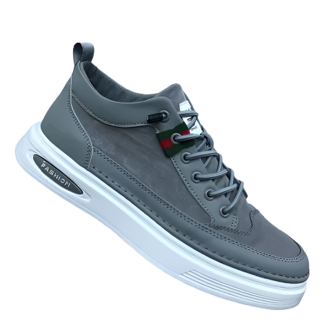 Men’s Grey Faux Suede Sneakers | Lightweight Everyday Shoes | Contrast Sole Detail