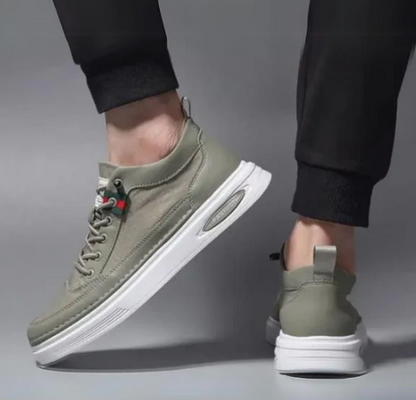 Men’s Grey Faux Suede Sneakers | Lightweight Everyday Shoes | Contrast Sole Detail