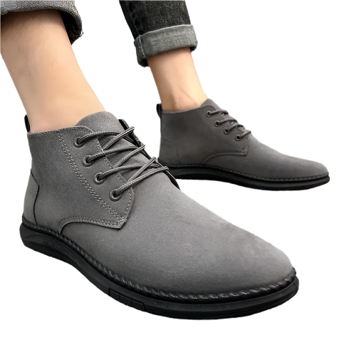 Men's Grey Casual Ankle Boots | Lightweight Lace-Up Chukka Style | All-Season Urban Footwear