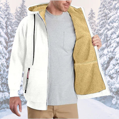 Men's Fleece-Lined Zip Hoodie | Sherpa Interior | Warm Casual Outerwear Canada