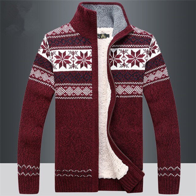 Nordic Knit Zip Cardigan | Fleece-Lined Sweater | Winter Warmth