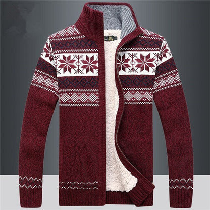 Nordic Knit Zip Cardigan | Fleece-Lined Sweater | Winter Warmth