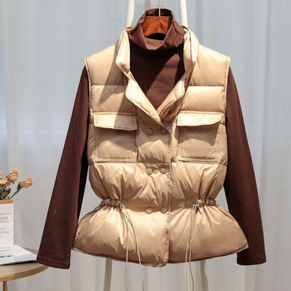 Puffer Vest with Drawstring Waist | Snap-Front Lightweight Outerwear | Winter Layering Vest Canada