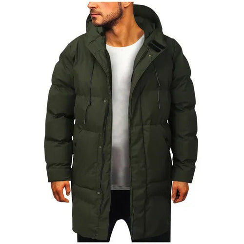Men's Long Hooded Puffer Jacket | Heavyweight Insulation | Water-Resistant Winter Coat