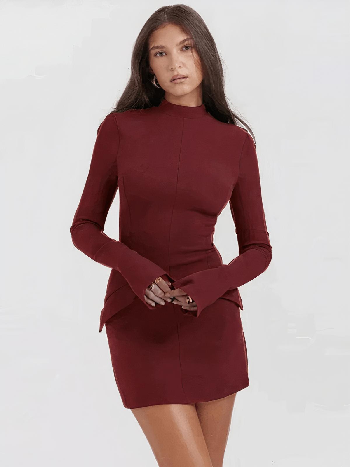Chic Long-Sleeve Mini Dress | Figure-Flattering Fit | Ribbed Knit | Versatile Style