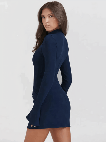Chic Long-Sleeve Mini Dress | Figure-Flattering Fit | Ribbed Knit | Versatile Style