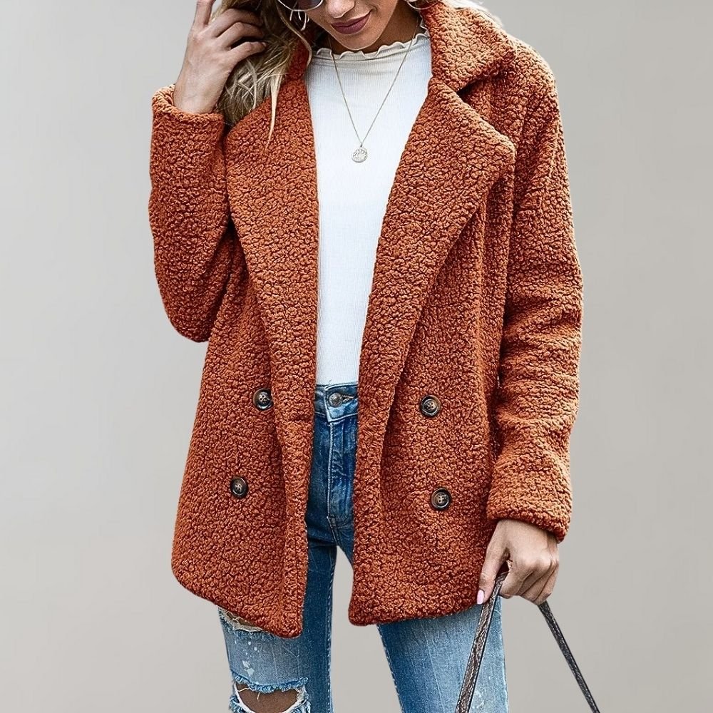 Double-Breasted Sherpa Jacket | Plush Warmth | Casual Chic | Fall & Winter Layer