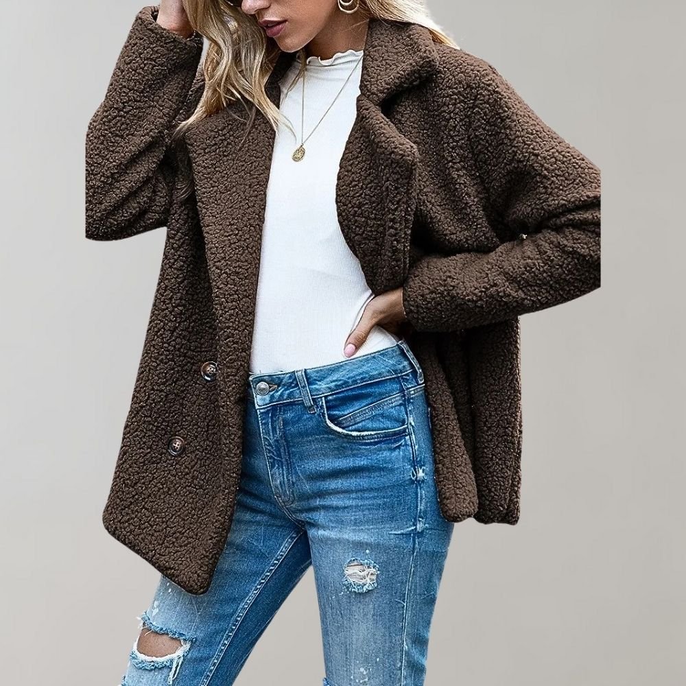Double-Breasted Sherpa Jacket | Plush Warmth | Casual Chic | Fall & Winter Layer