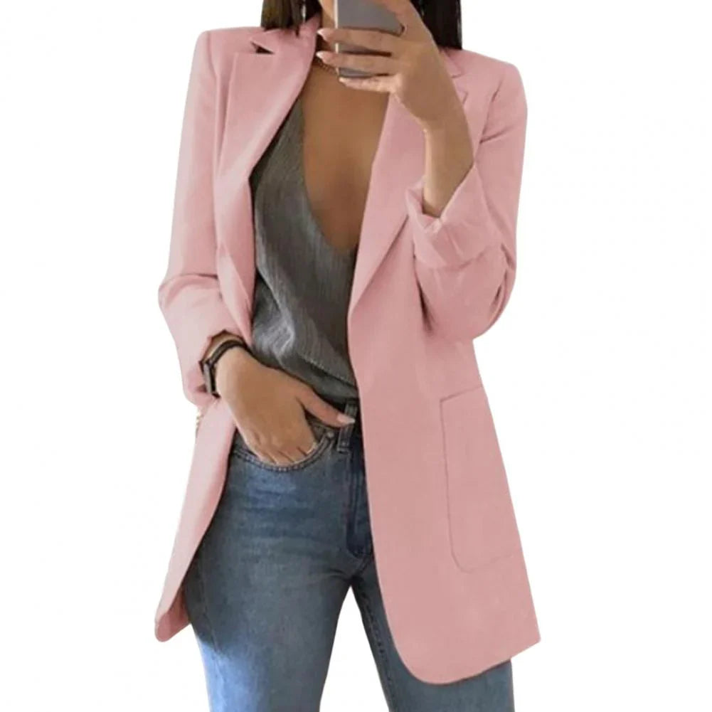 Longline Open-Front Blazer | Lightweight Knit | Casual Office Layer