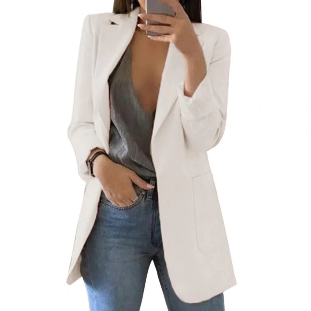 Longline Open-Front Blazer | Lightweight Knit | Casual Office Layer