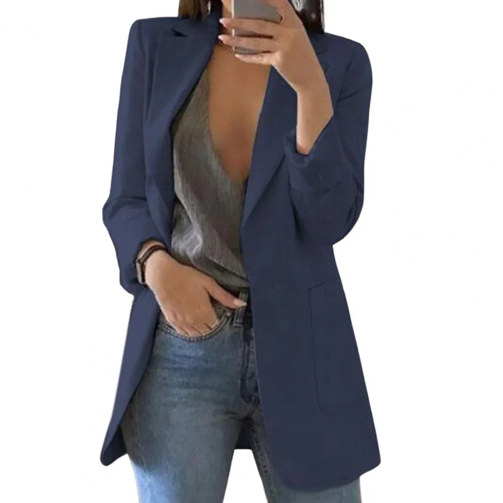 Longline Open-Front Blazer | Lightweight Knit | Casual Office Layer