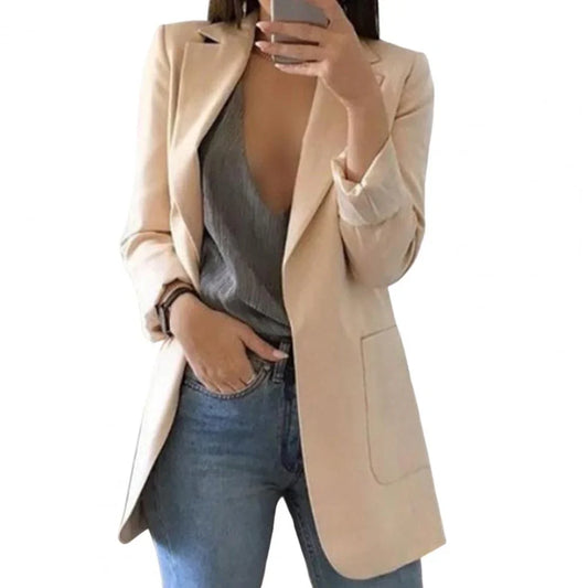 Longline Open-Front Blazer | Lightweight Knit | Casual Office Layer