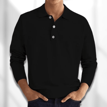 Men’s Long Sleeve Polo Sweater | Soft Knit Pullover | Casual Collared Top