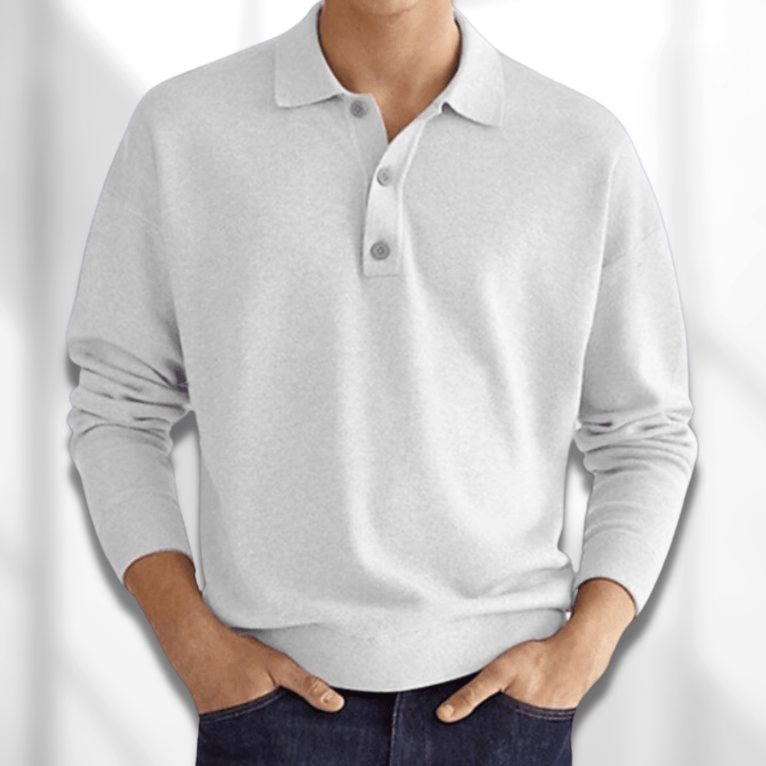 Men’s Long Sleeve Polo Sweater | Soft Knit Pullover | Casual Collared Top