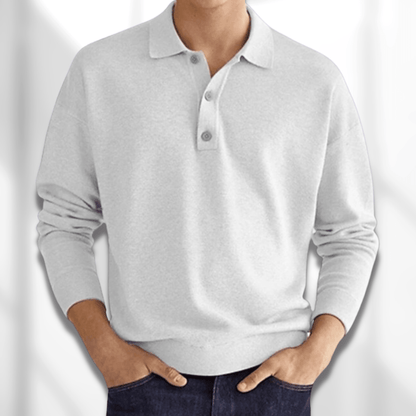 Men’s Long Sleeve Polo Sweater | Soft Knit Pullover | Casual Collared Top