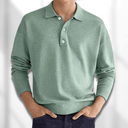 Men’s Long Sleeve Polo Sweater | Soft Knit Pullover | Casual Collared Top