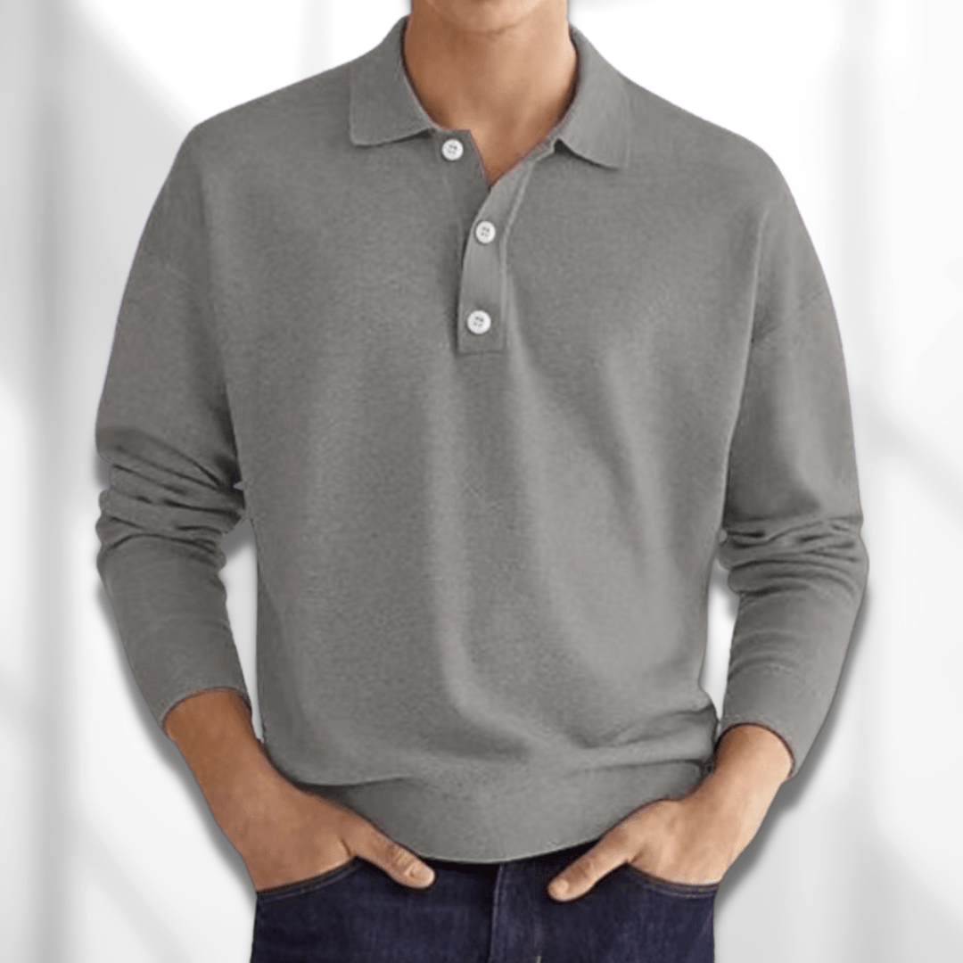Men’s Long Sleeve Polo Sweater | Soft Knit Pullover | Casual Collared Top