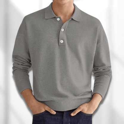 Men’s Long Sleeve Polo Sweater | Soft Knit Pullover | Casual Collared Top