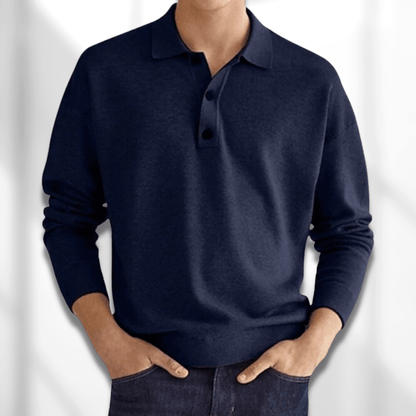 Men’s Long Sleeve Polo Sweater | Soft Knit Pullover | Casual Collared Top