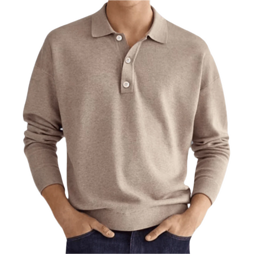 Men’s Long Sleeve Polo Sweater | Soft Knit Pullover | Casual Collared Top